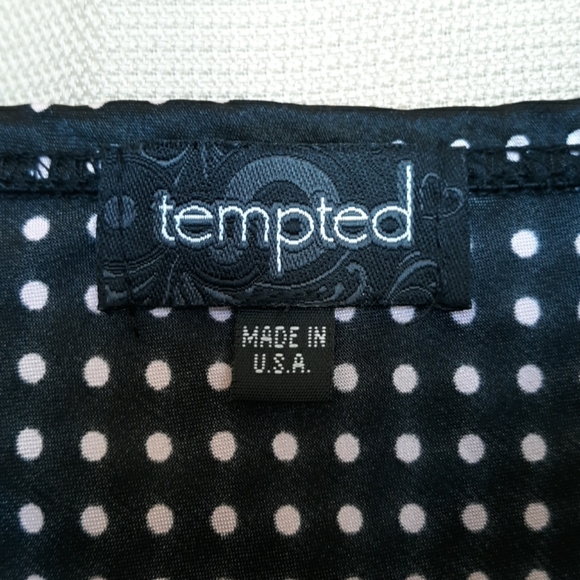 LIKE NEW! Tempted Black polkadot Tank Top Large - Picture 3 of 8